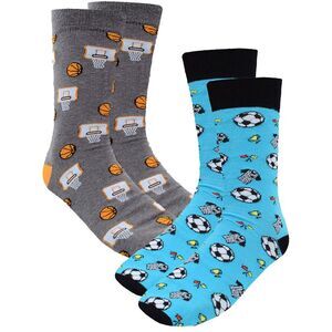 Football & Basketball 2 Pack Mens Dress Crew Socks